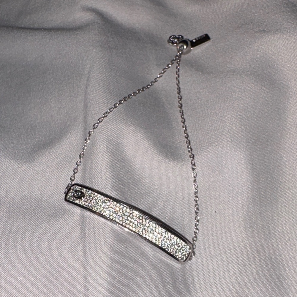 WORN TWICE Coach Elegant Silver Bracelet with Crystal Accents